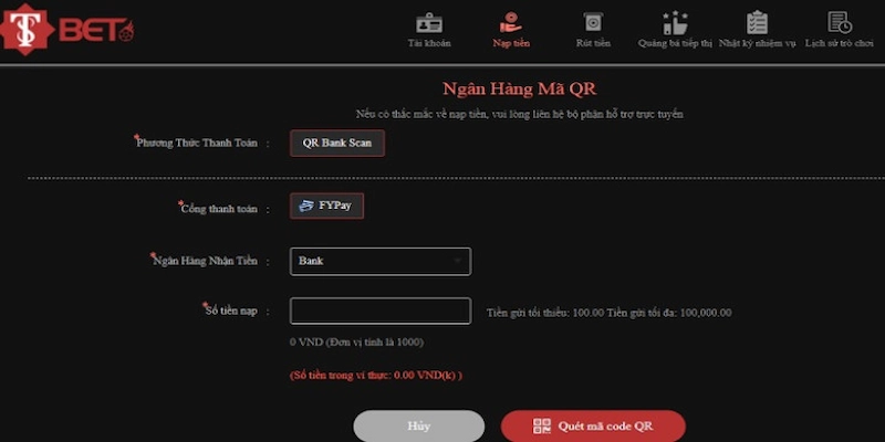 Nạp tiền ngân hàng bằng mã QR